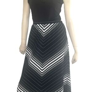 Vintage Black and White Striped Skirt, Size L